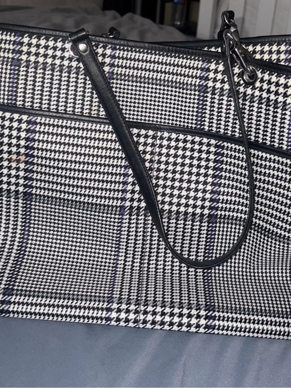 Vintage Lauren Ralph Lauren Houndstooth Plaid Tote Shoulder Bag